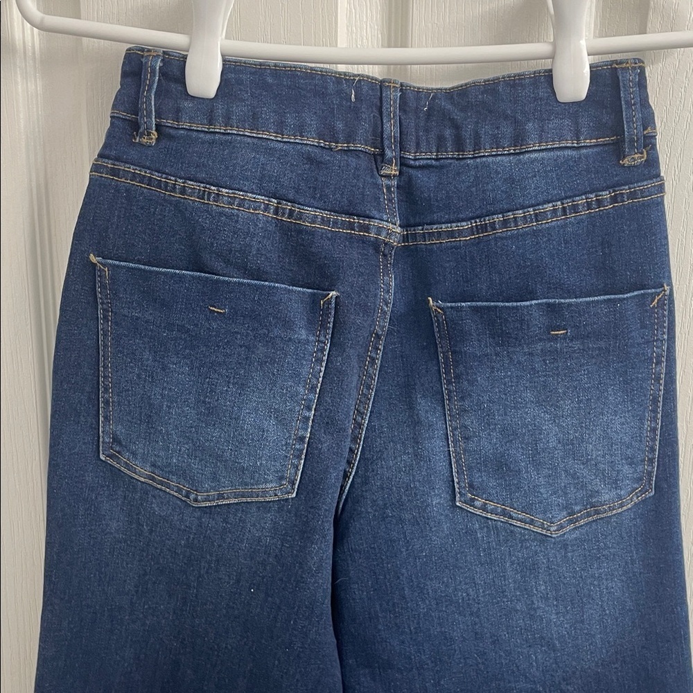 Oak New York High Waist Wide Leg Rhinestone Pocket Dark Wash Denim Jeans Sz 2/26 - Picture 8 of 16